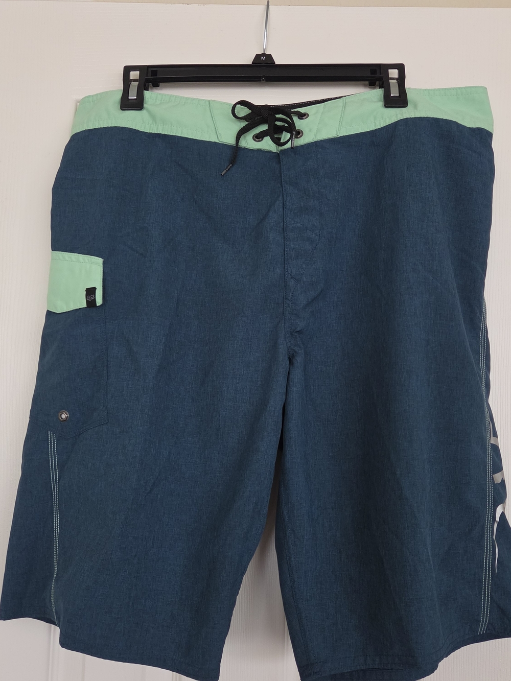 Fox Men's Teal Board Shorts with Mint Waistband